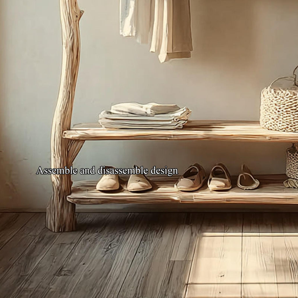 Rustic Clothing Rack Bedroom Entryway Storage