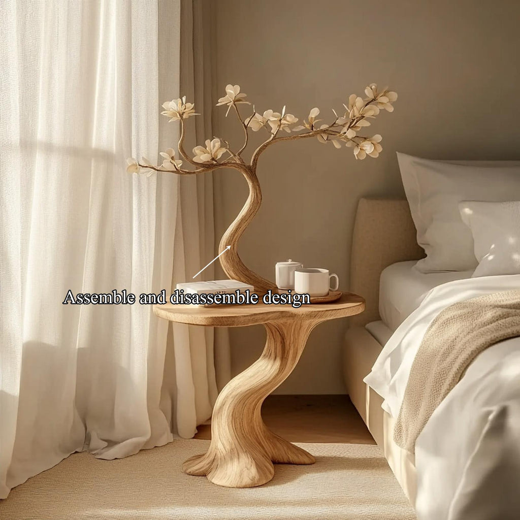 Rustic Organic Wood Nightstand, Handcrafted Bedside Table & Small End Table for Bedroom Reading Corner, Entryway