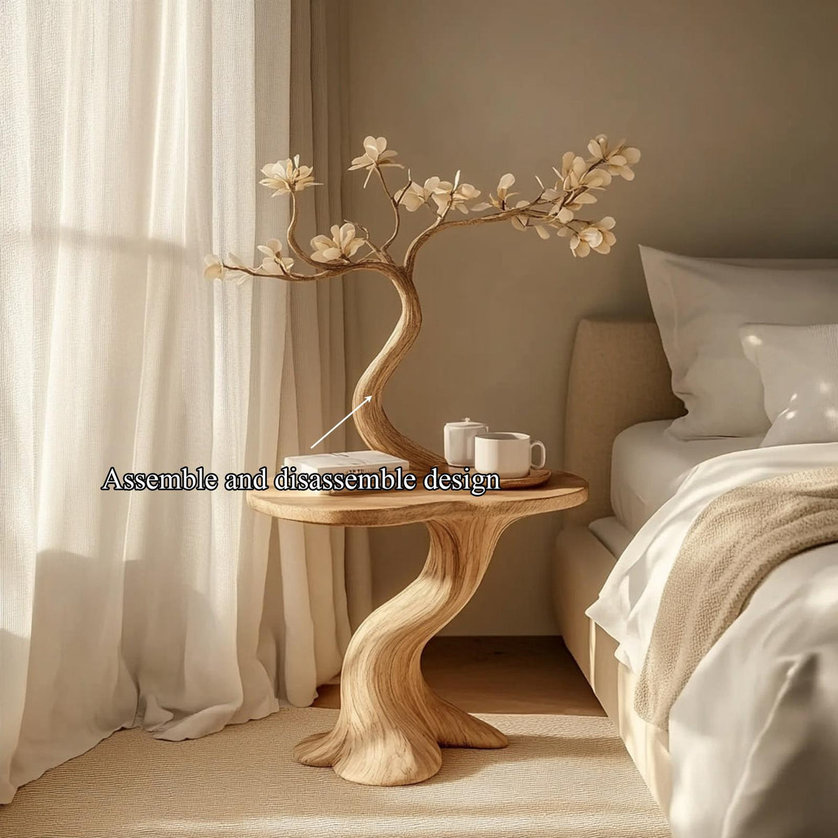 Rustic Organic Wood Nightstand, Handcrafted Bedside Table & Small End Table for Bedroom Reading Corner, Entryway