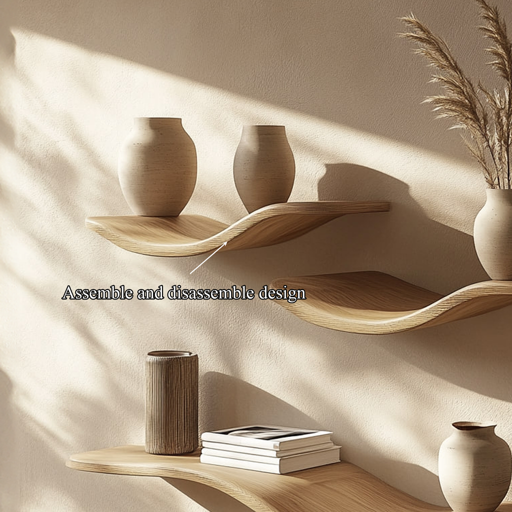 Rustic Wavy Floating Shelf Modern Living Room Wall Decor
