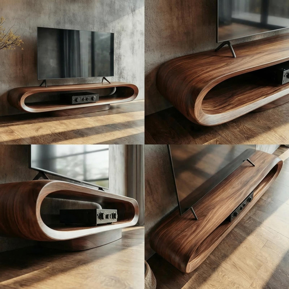 Artistic Curved TV Stand Entertainment Living Room And Lounge