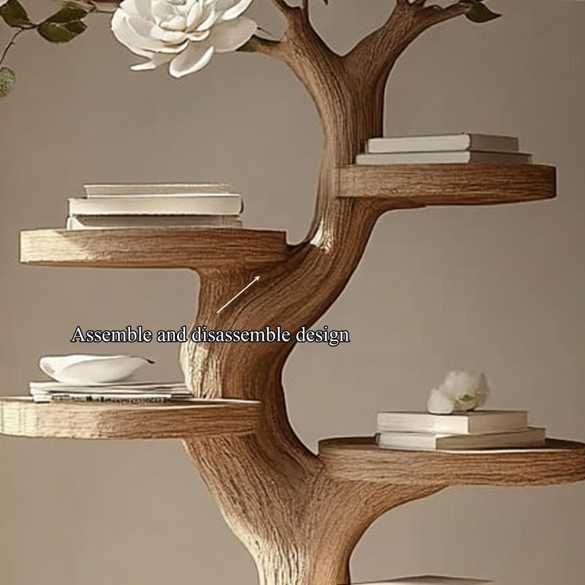 Rustic Tree Branch Nightstand, Artistic Handcrafted Wood Bedside Table & Accent End Table for Bedroom, Living Room