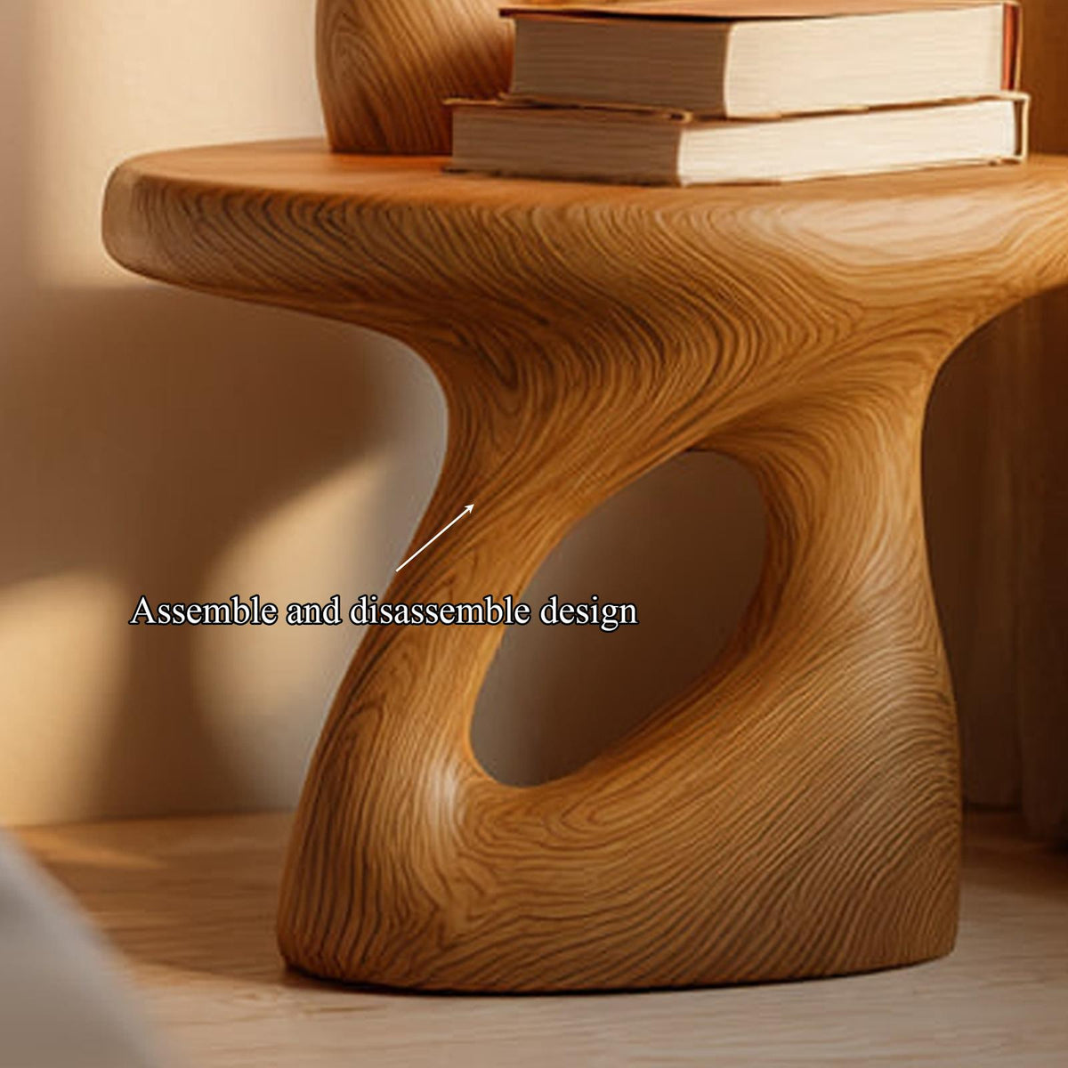 Mid Century Modern Sculptural Bedside Table, Handcrafted Wood Nightstand & Accent End Table for Bedroom Furniture