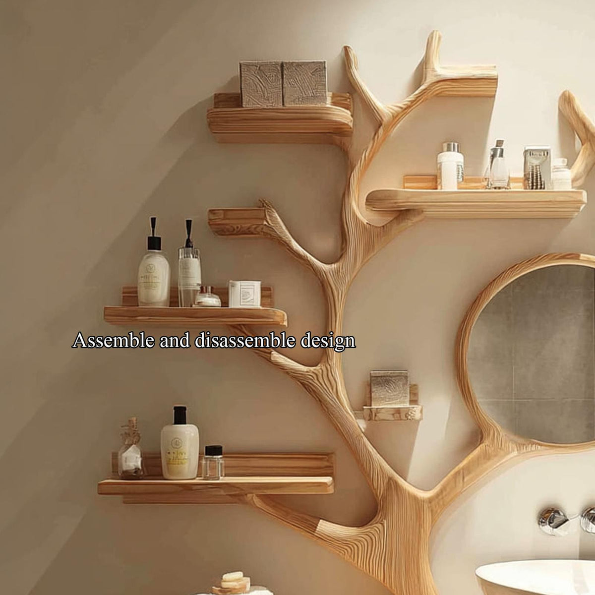Rustic Organic Wood Tree Trunk Vanity, Live Edge Single Vessel Sink Stand for Bathroom & Spa, Model