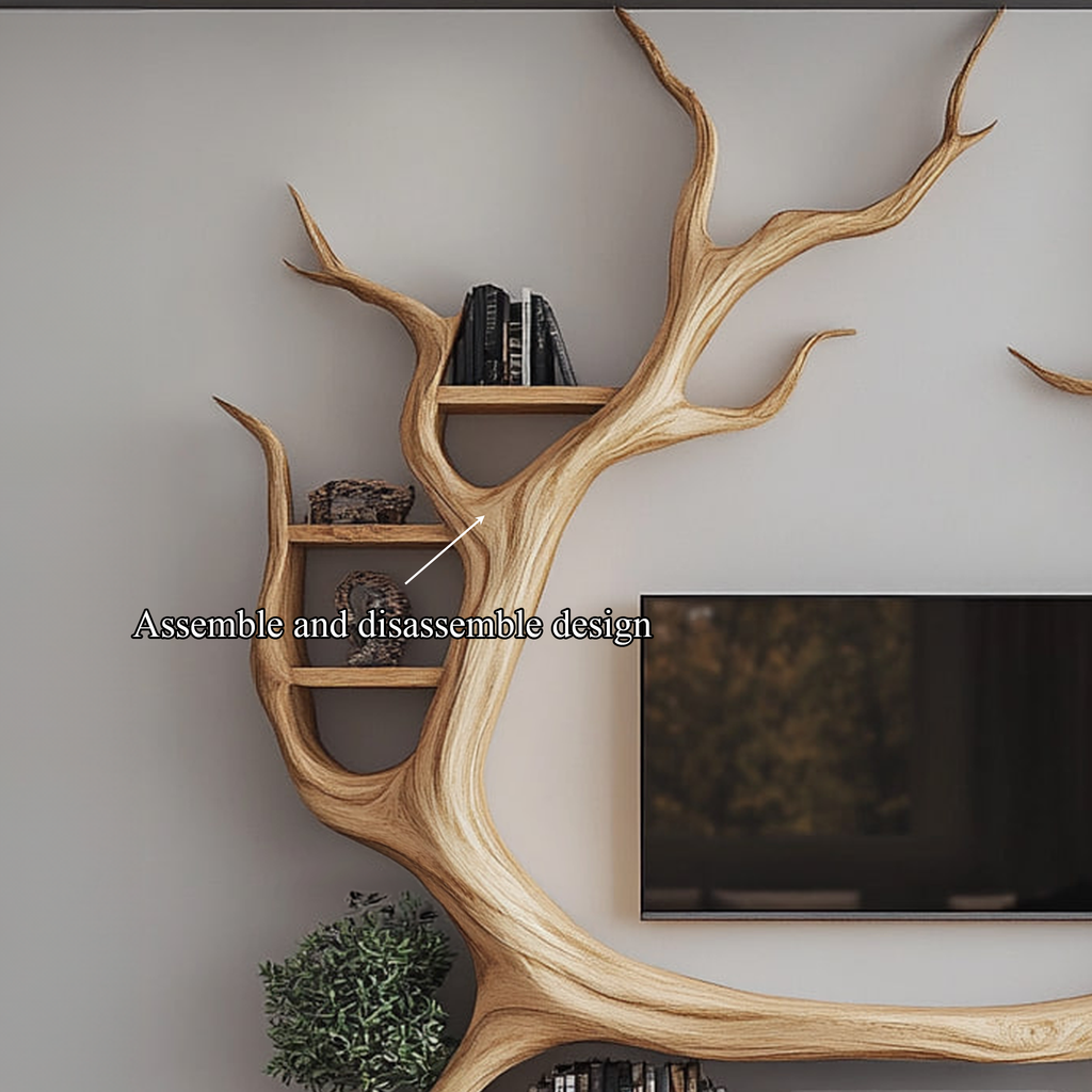 Tree Bookcase Cabinet TV Solid Wood Handmade Gitf