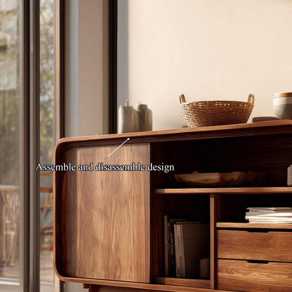 Spry Interior Mid Century Modern Wood Storage Sideboard, Dining Room Buffet Credenza Cabinet for Kitchen, Model SINLKISC262