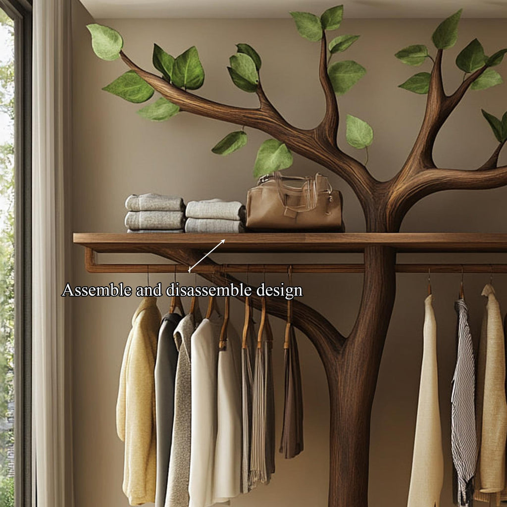 Rustic Tree Branch Wooden Clothing Rack Handmade Bedroom