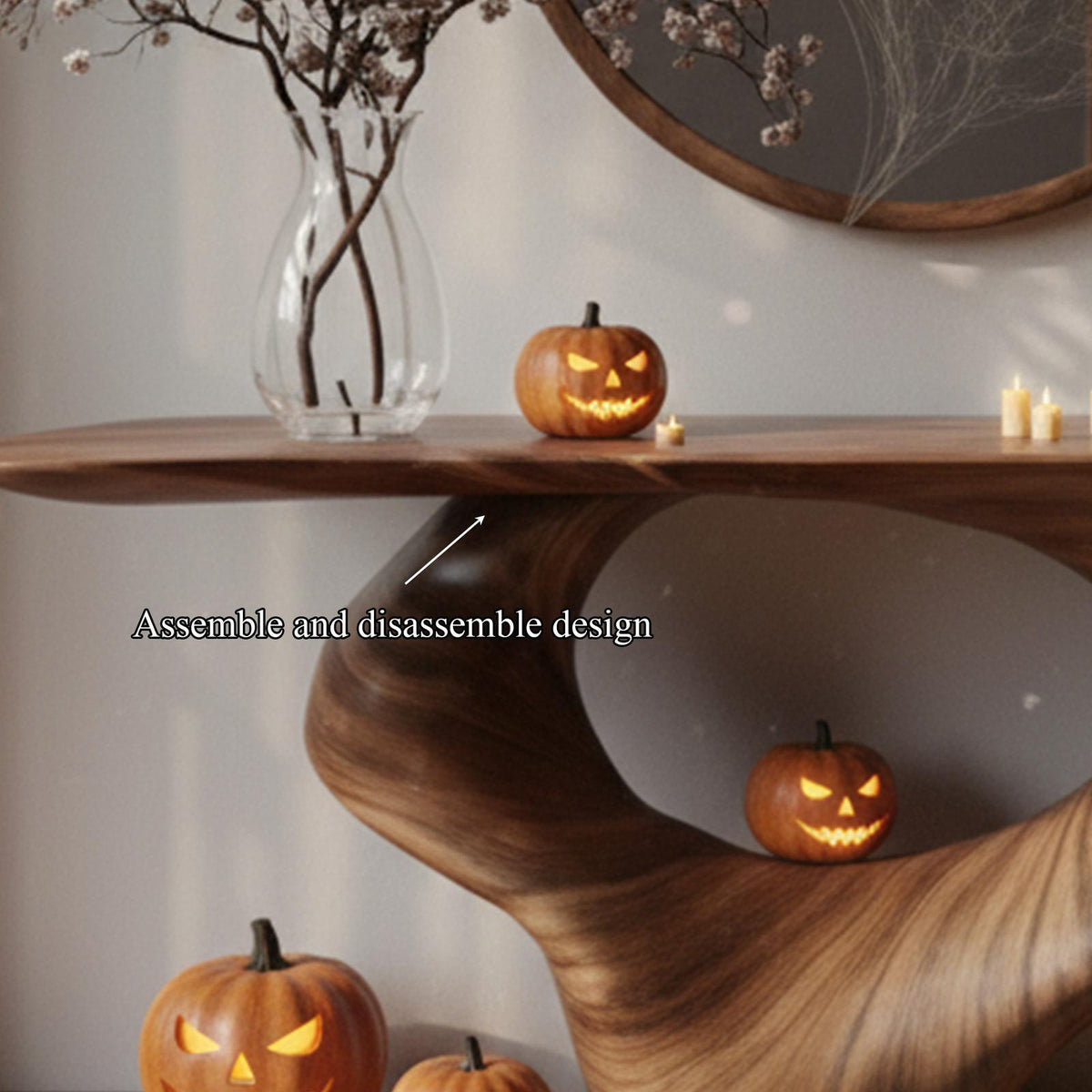 Mid-Century Modern Entryway Table, Rustic Branch Accent Table, Spooky Gothic Wood Console for Living Room & Hallway