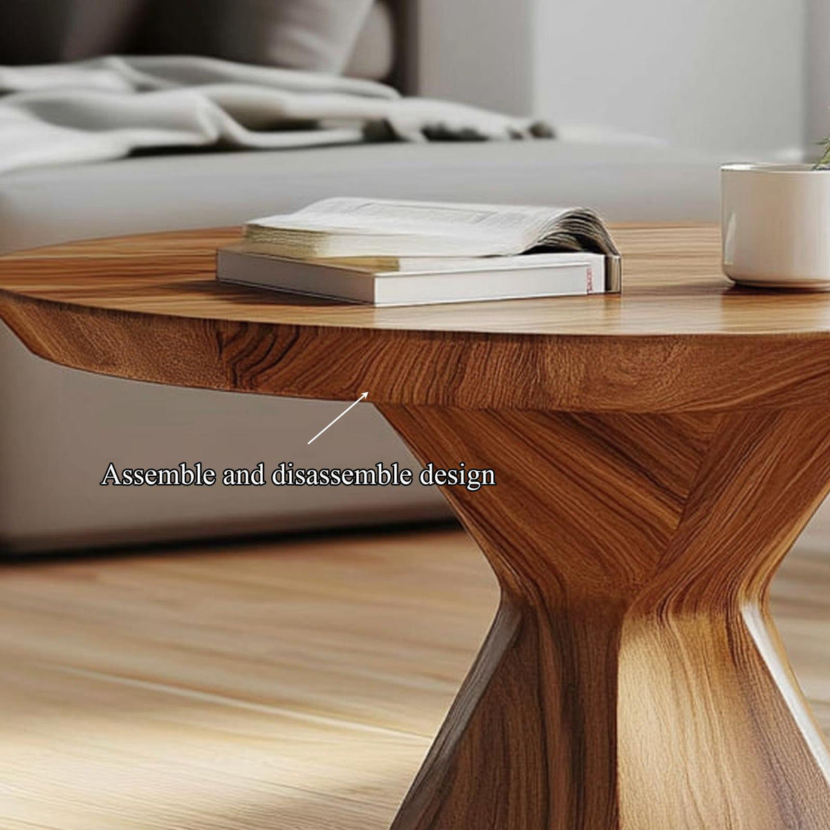 Modern Geometric Coffee Table, Solid Wood Sculptural Abstract Centerpiece Table for Contemporary Living Room, Office