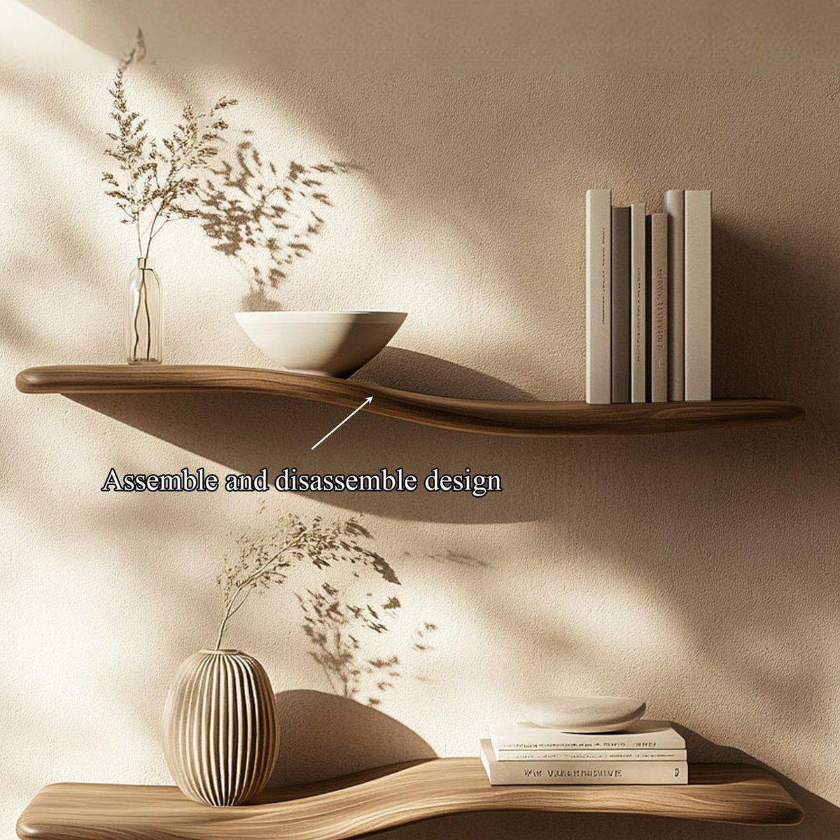 Rustic Curved Floating Shelf Handcrafted For Cozy Home Decor