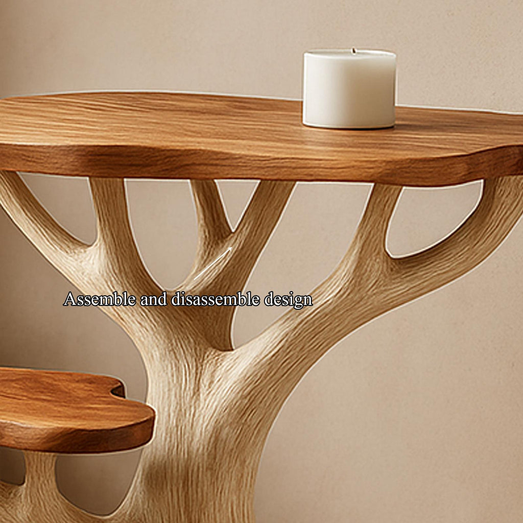 Rustic Tree Log Bedside Table, Handcrafted Solid Wood Nightstand & Unique Accent End Table for Cabin Bedroom