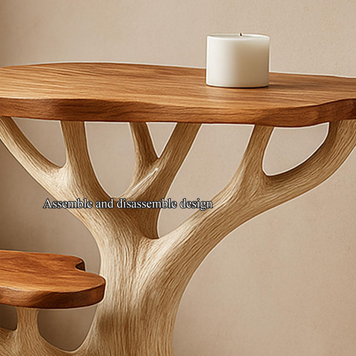 Rustic Tree Log Bedside Table, Handcrafted Solid Wood Nightstand & Unique Accent End Table for Cabin Bedroom