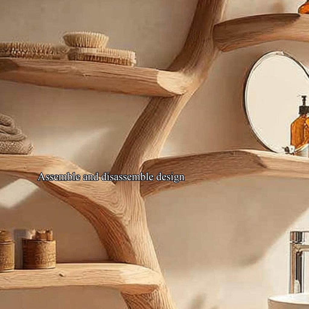 Rustic Tree Branch Bathroom Vanity, Live Edge Natural Wood Pedestal Sink Stand for Washroom & Spa, Model