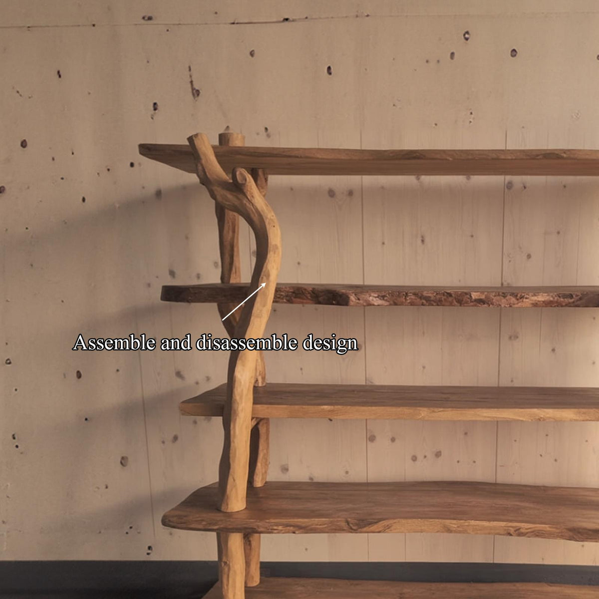 Rustic Wooden Branch Shelf Storage Living Room Or Dining Room