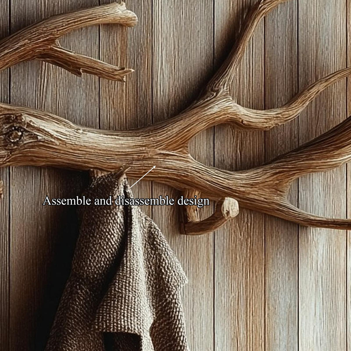 Rustic Tree Branch Wall Hook, Handcrafted Solid Wood Coat Rack, Natural Driftwood Wall Hanger for Entryway Mudroom