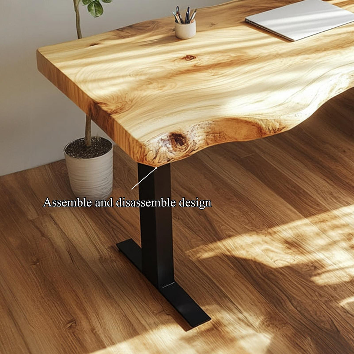 Rustic Live Edge Wooden Work Desk Modern Home Office