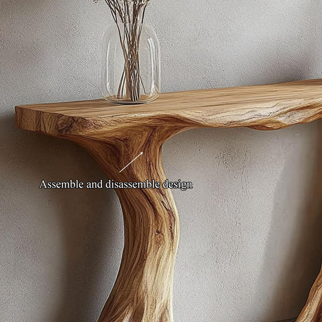 Organic Tree Root Console Table, Solid Wood Live Edge Entryway Table, Rustic Accent Table for Living Room