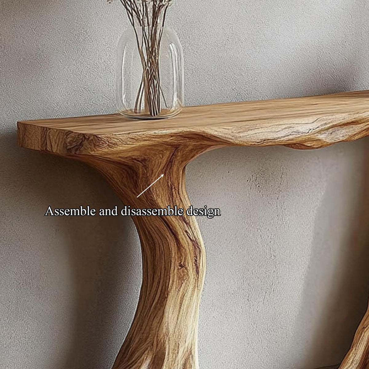 Organic Tree Root Console Table, Solid Wood Live Edge Entryway Table, Rustic Accent Table for Living Room