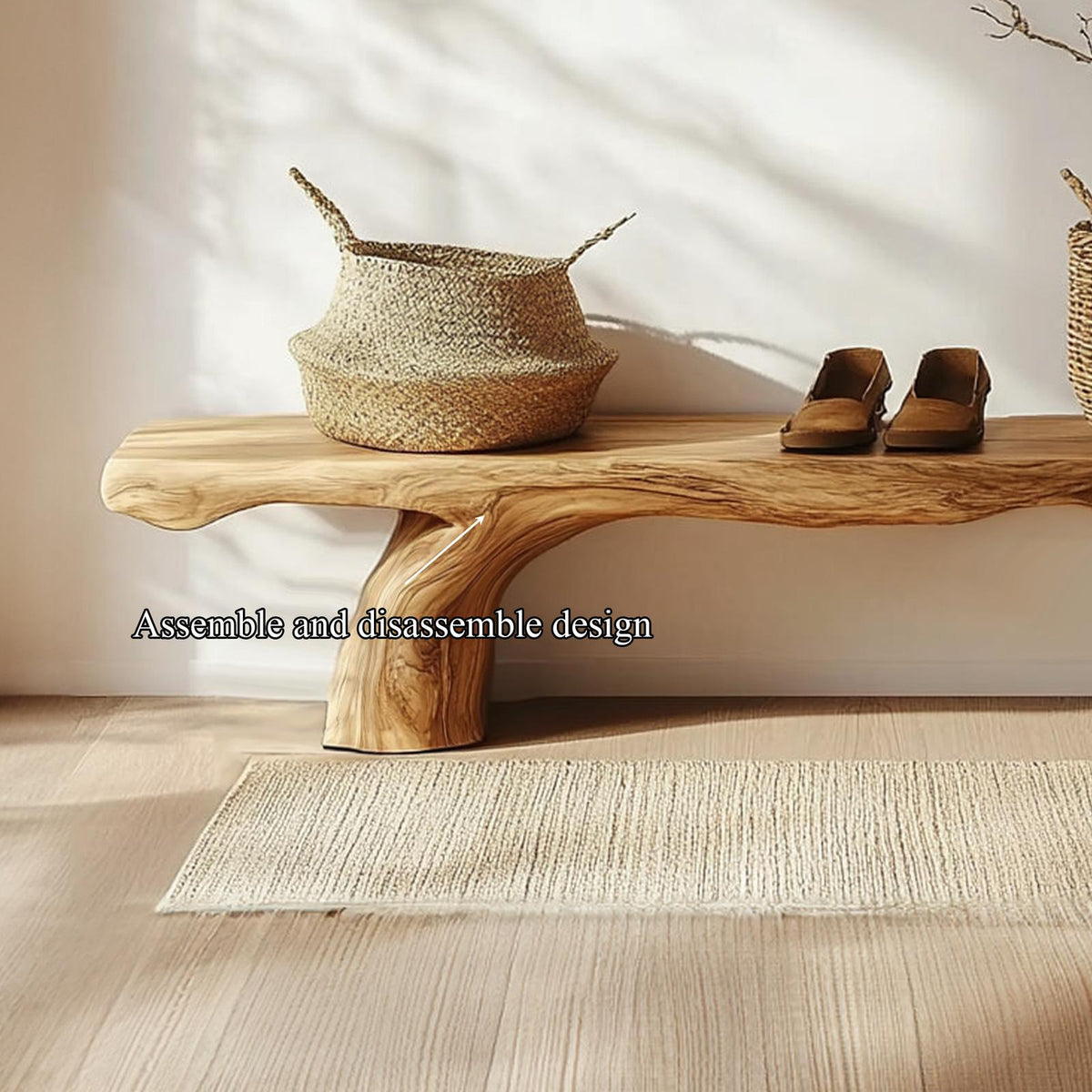 Rustic Natural Wood Bench Bedroom Or Living Room Furniture