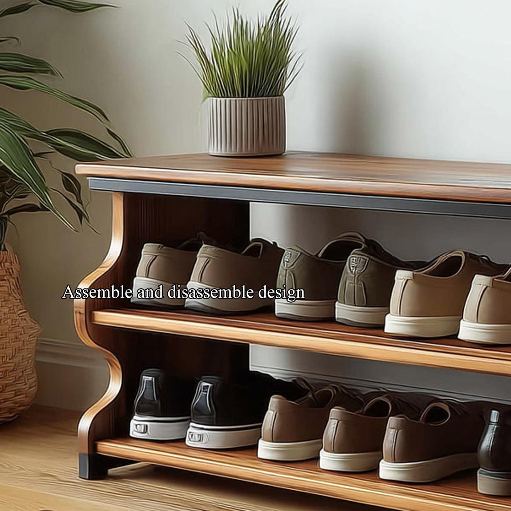 Midcentury Shoe Rack Bench Farmhouse Entryway