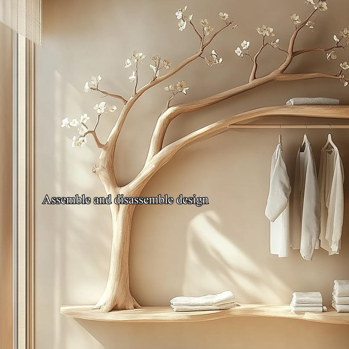 Scandinavian Tree Wardrobe Solid Wood Handcrafted Bedroom Storage
