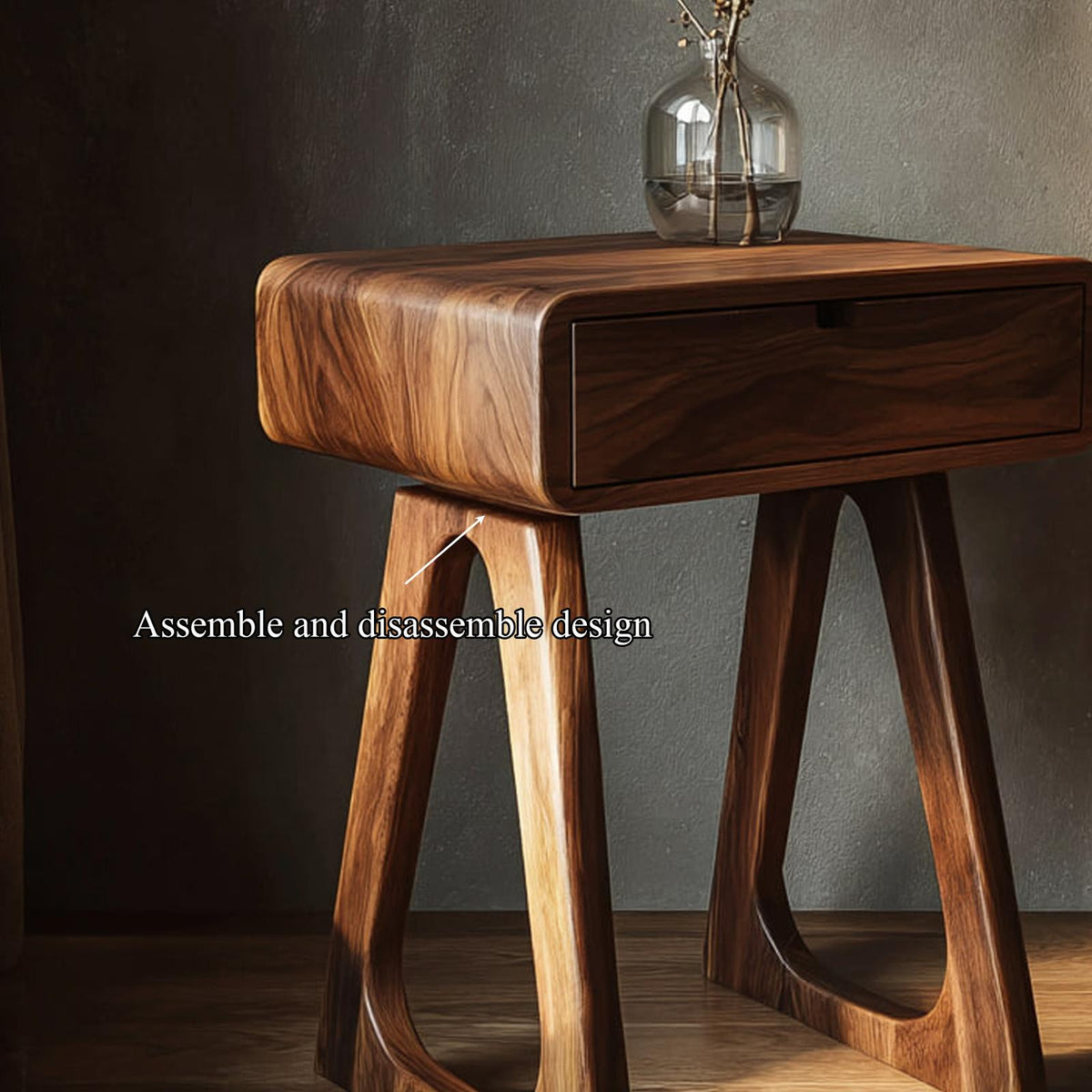 Modern Minimalist Wood Nightstand, Sleek Bedside Table End Table with Drawer for Guest Bedroom, Model