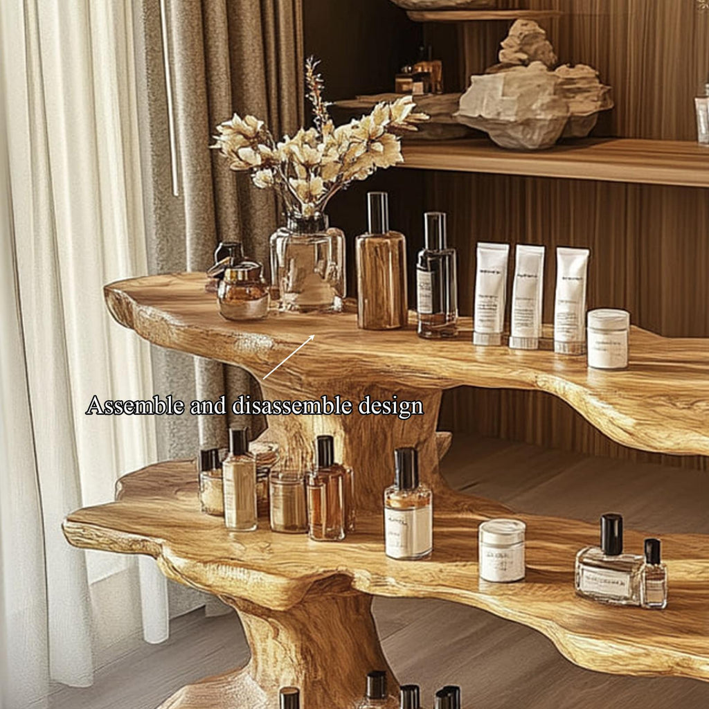 Rustic Organic Wood Display Shelf Living Room Or Spa