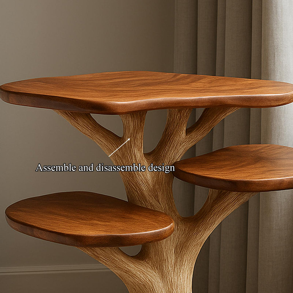 Rustic Tree Branch End Table, Handcrafted Wood Bedside Table & Accent Side Table for Bedroom Furniture Decor