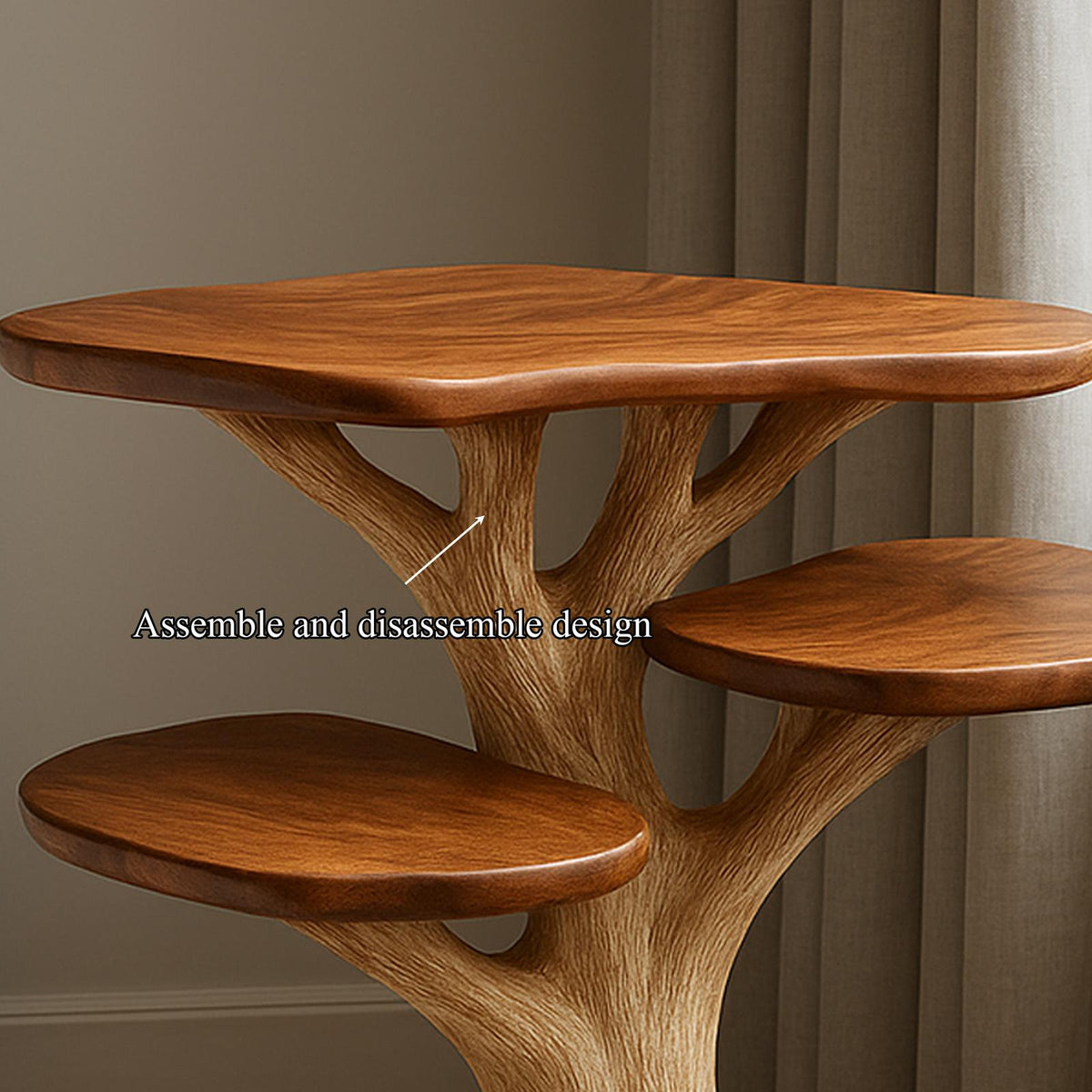 Rustic Tree Branch End Table, Handcrafted Wood Bedside Table & Accent Side Table for Bedroom Furniture Decor