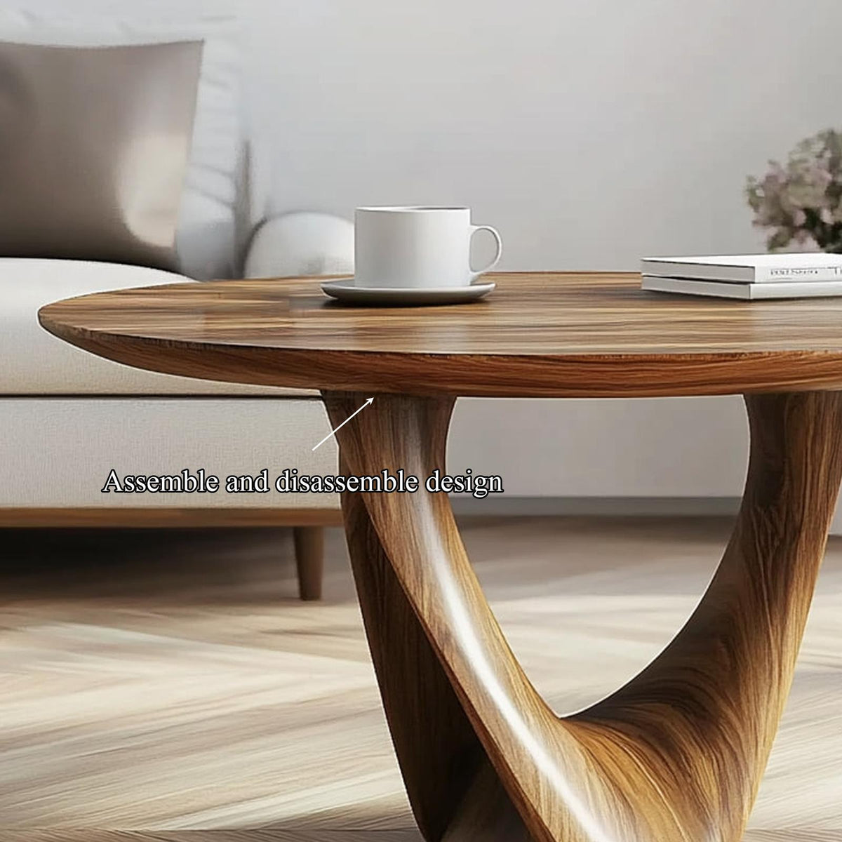 Mid Century Sculptural Twist Coffee Table, Handcrafted Wood Abstract Art Centerpiece for Living Room, Lounge, Den