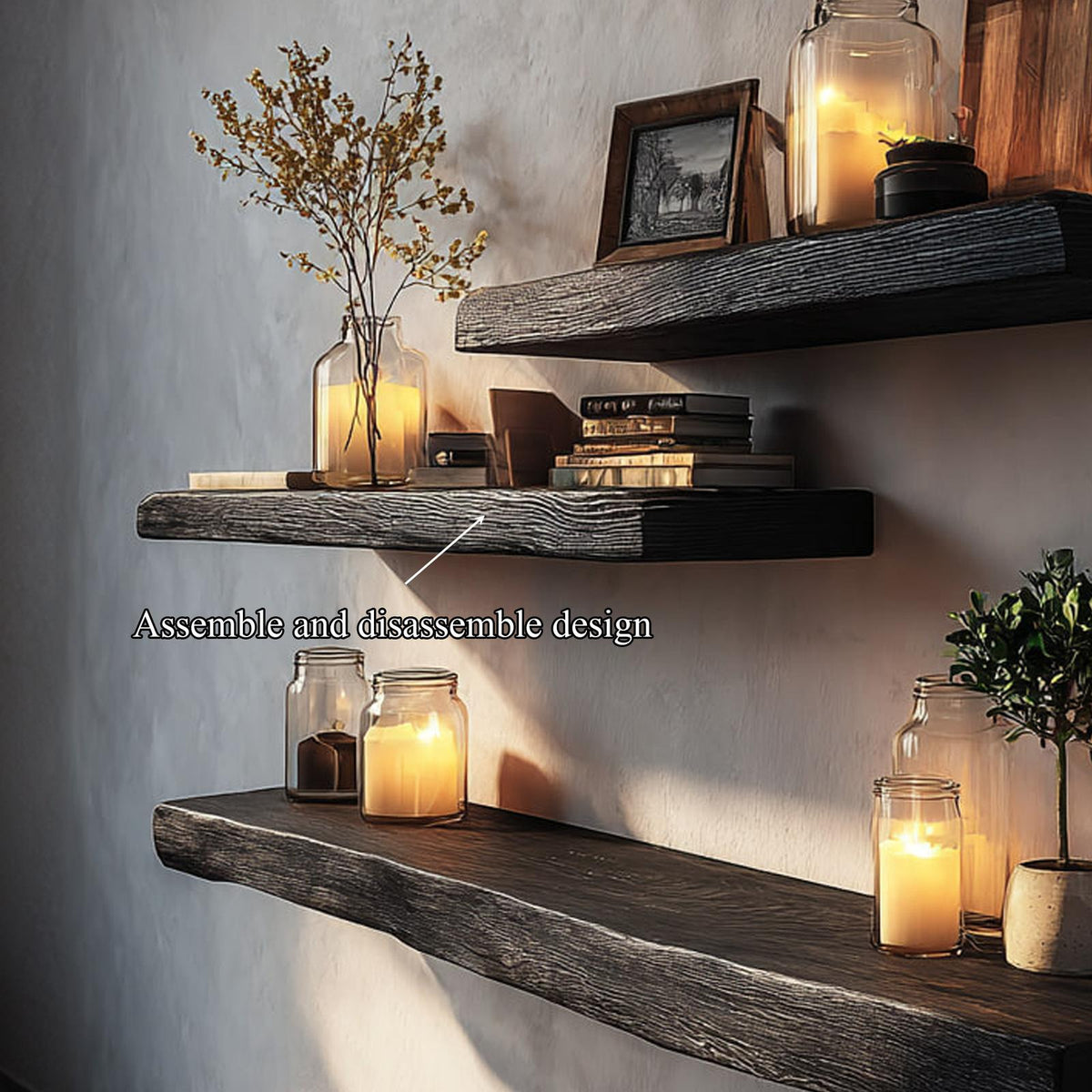 Rustic Floating Shelf Mood Light Living Room Or Bedroom