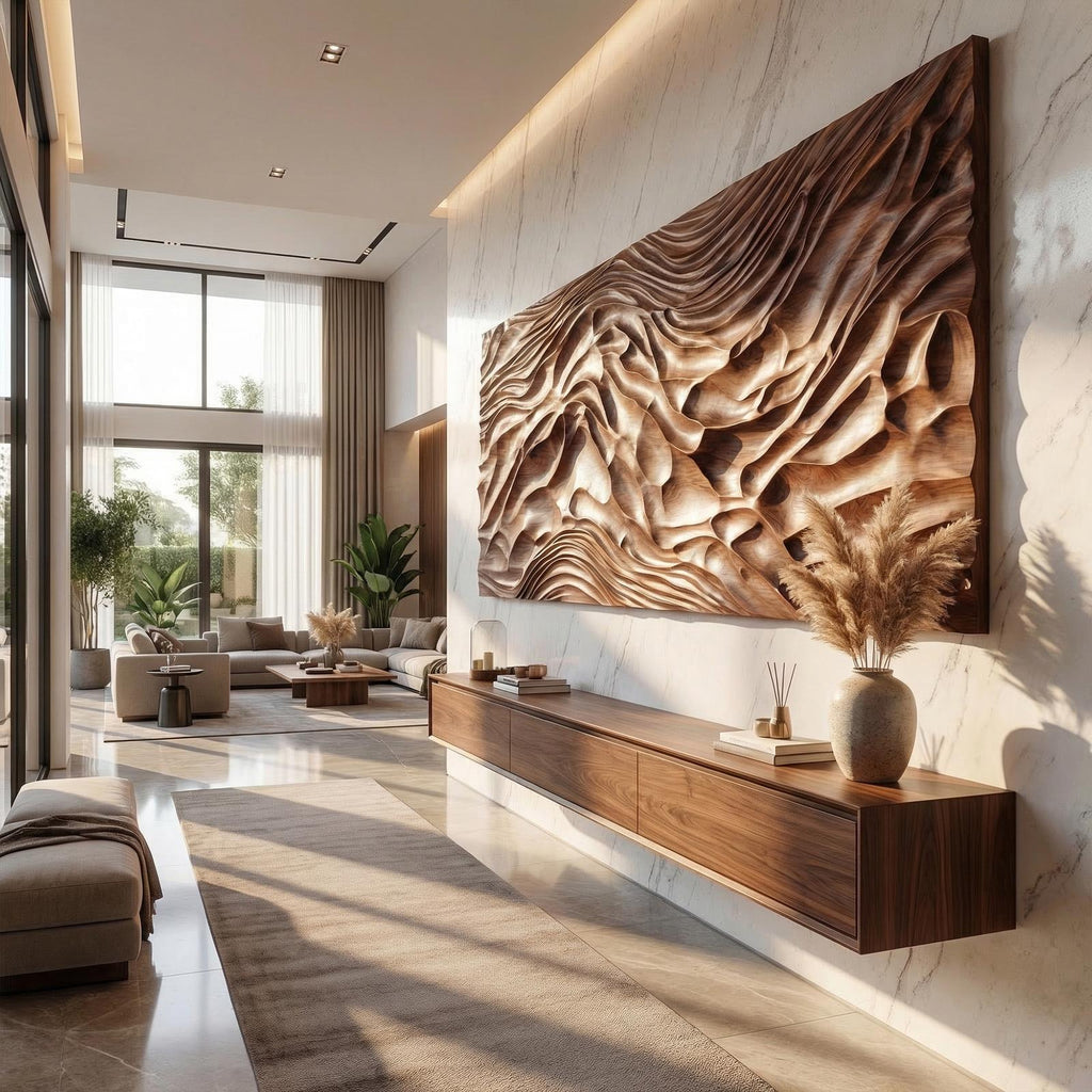 Modern Carved Wood Wall Art Living Room And Lounge