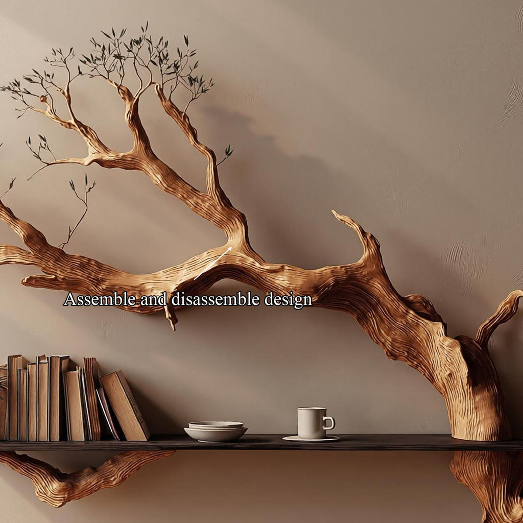 Rustic Tree Branch Floating Shelf Living Room Wall Decor