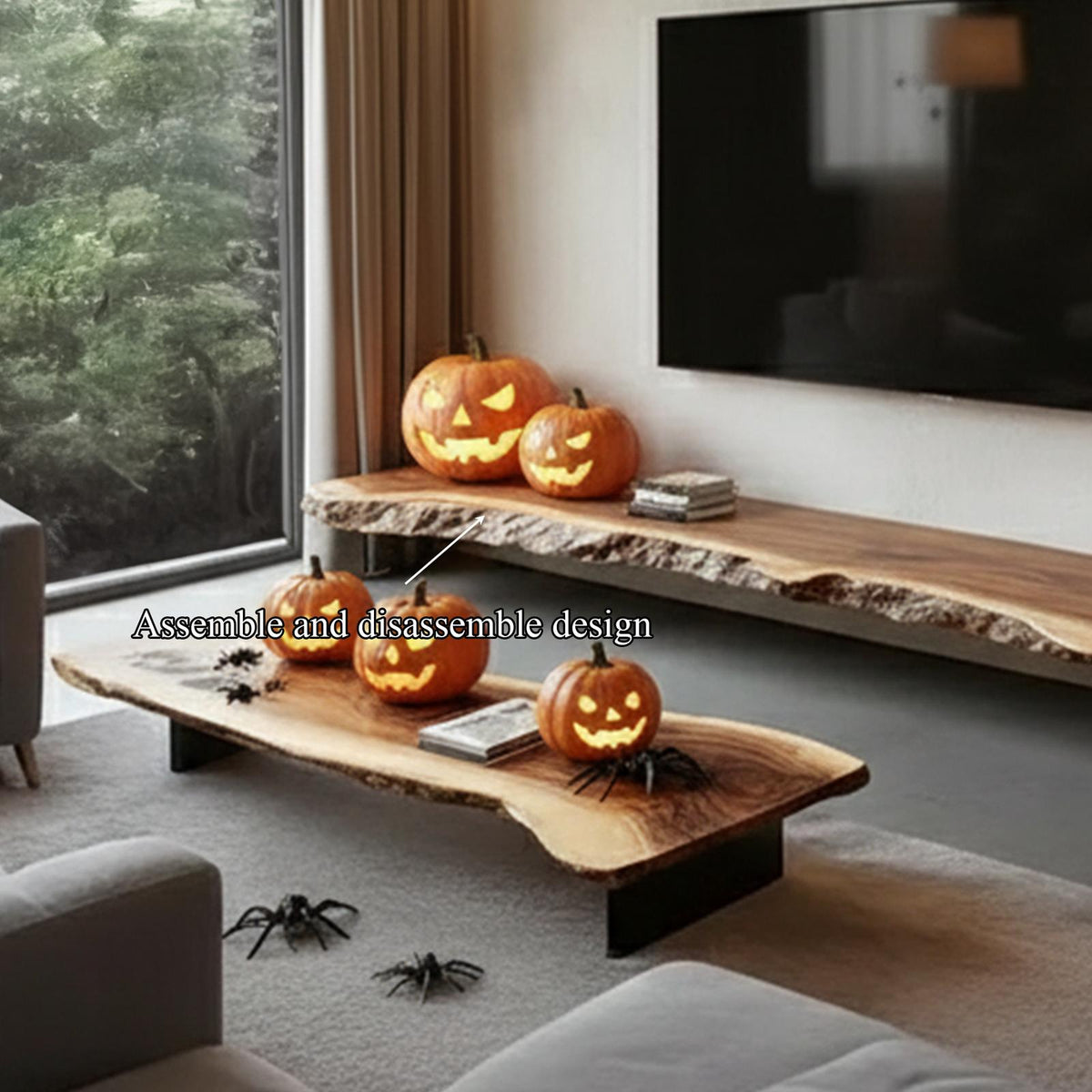 Rustic Floating Bar Shelves Halloween Decor Living Room