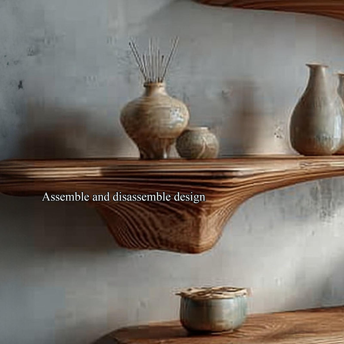 Rustic Mushroom Floating Shelves Office