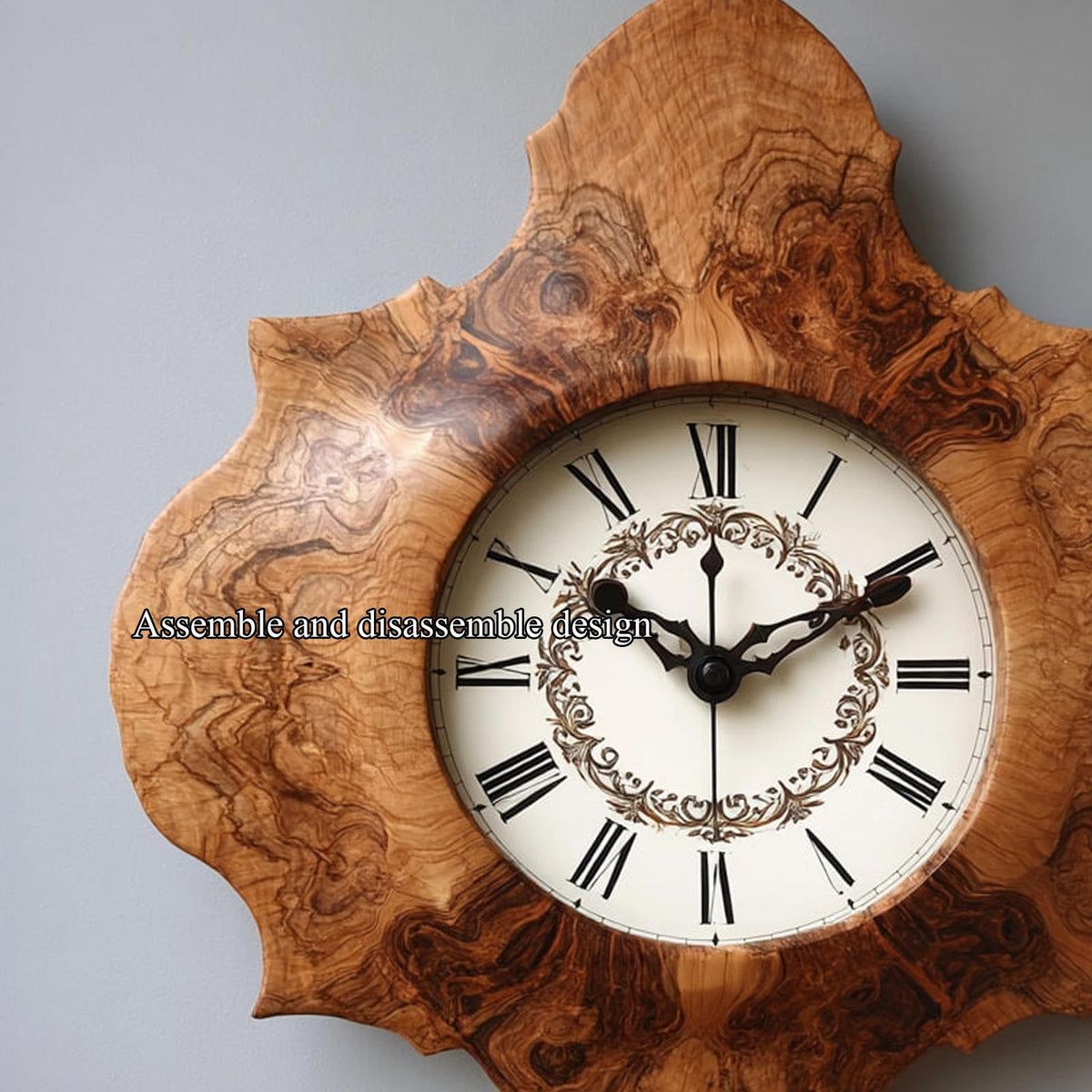 Rustic Unique Wood Wall Clock, Handcrafted Large Live Edge Tree Slice Silent Clock for Dining Area, Model