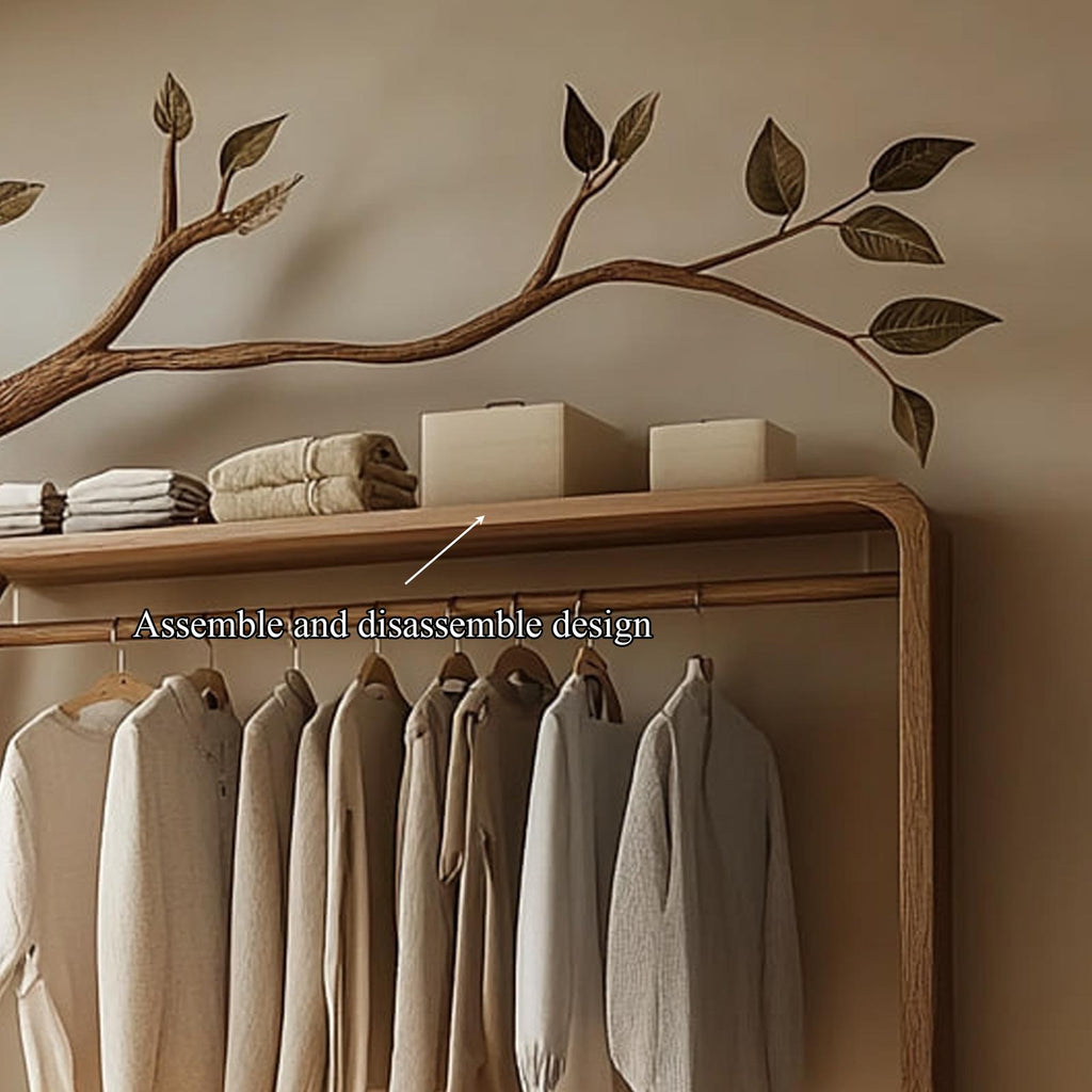 Rustic Solid Wood Tree Clothing Stand Natural Home