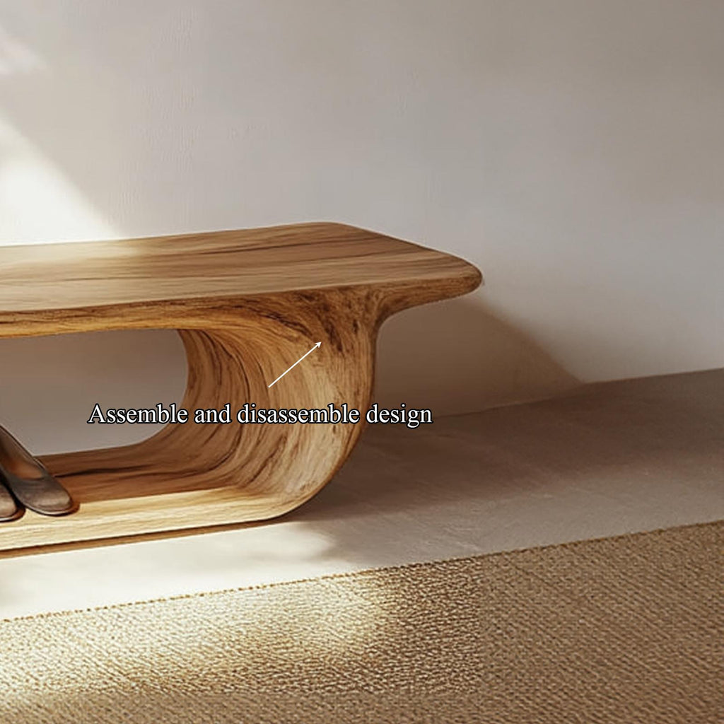 Rustic Wooden Shoe Bench With Organic Design Foyer