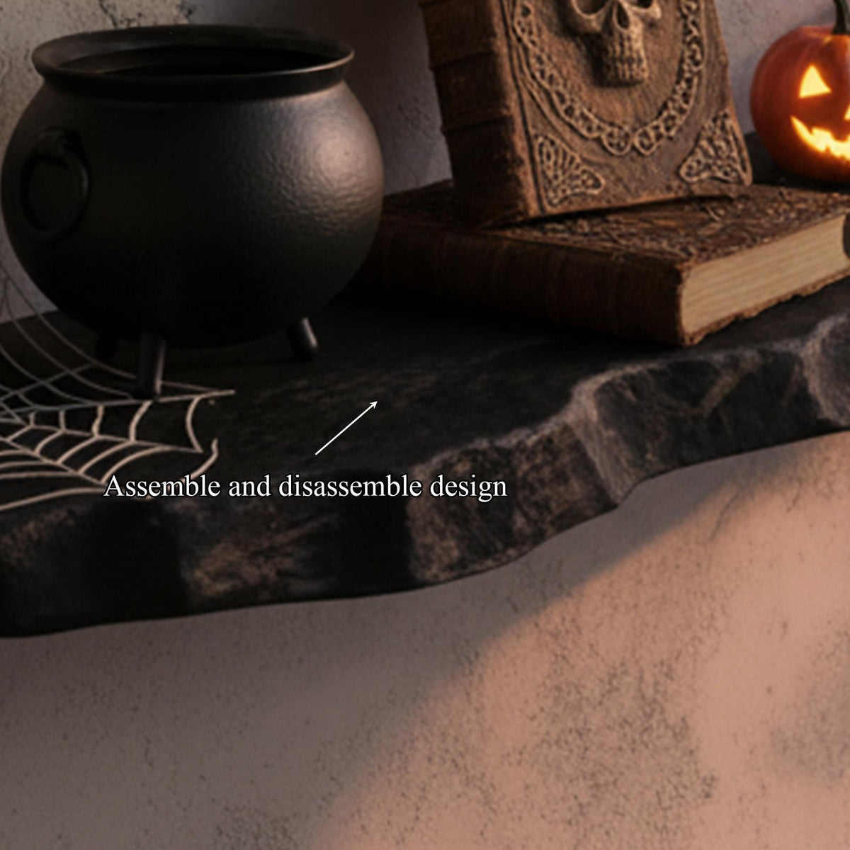 Mid-Century Modern Floating Shelf, Rustic Tree Branch Wall Shelf, Spooky Gothic Halloween Minimalist Home Accent