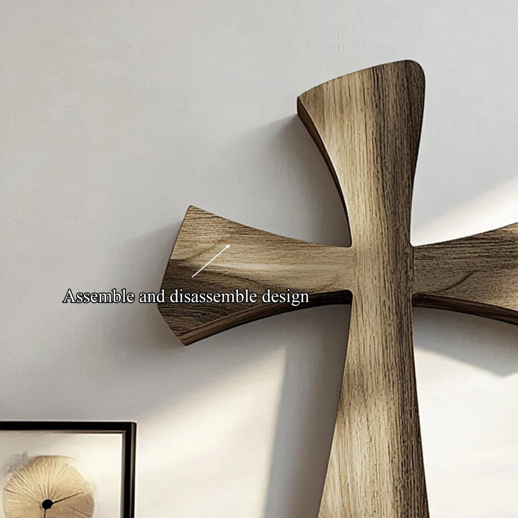 Spry Interior Rustic Faith Wooden Wall Cross, Handcrafted Spiritual Christian Hanging Art for Home Chapel, Living Room & Study SINLKIWD010
