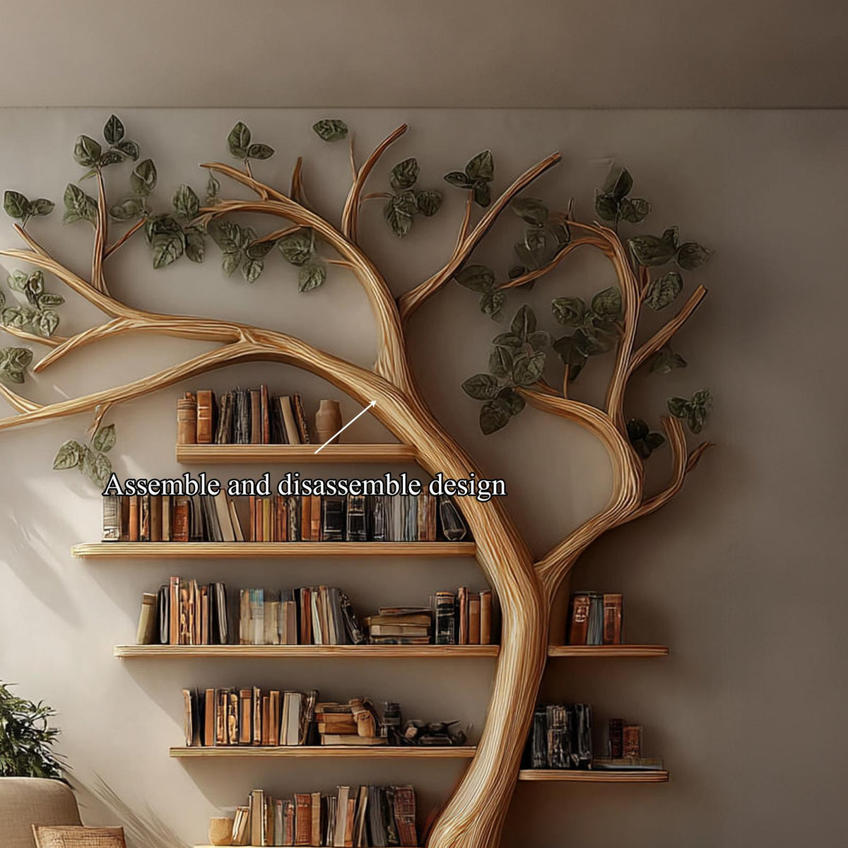 Rustic Tree Bookshelf Reading Corner Home Office Library Display