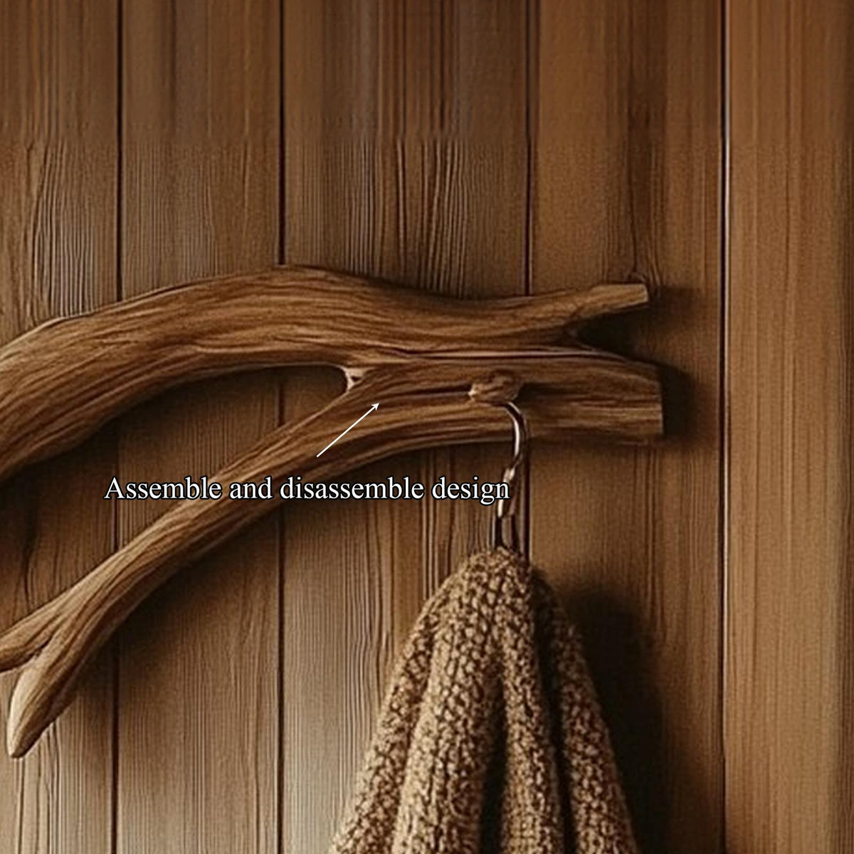 Organic Branch Wall Hook Solid Wood Rustic Entryway Accent