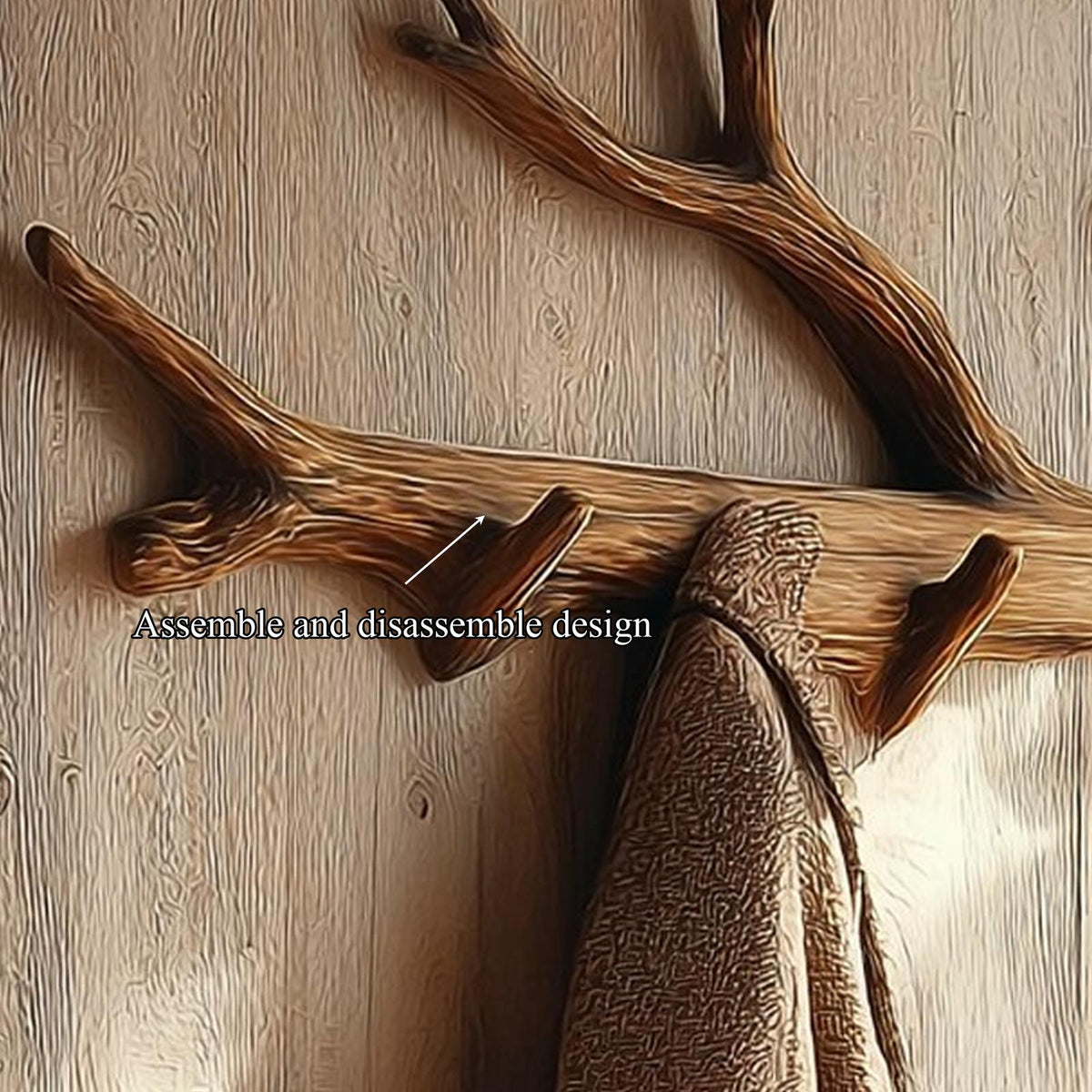 Rustic Tree Branch Wall Hook Living Room