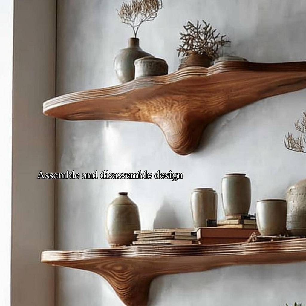 Rustic Mushroom Floating Shelves Bathroom