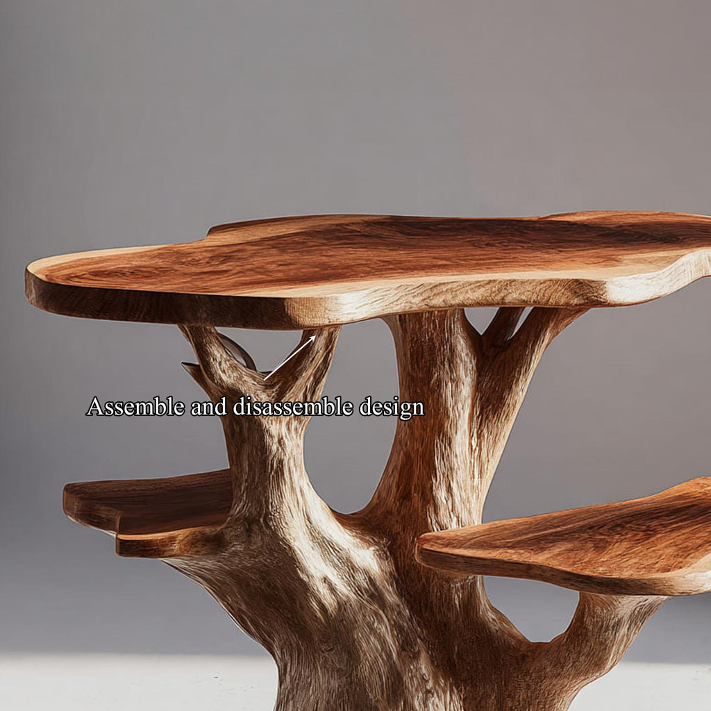Handcrafted Rustic Wood Sculptural Nightstand, Unique Bedside Table & Accent End Table for Bedroom Home Decor