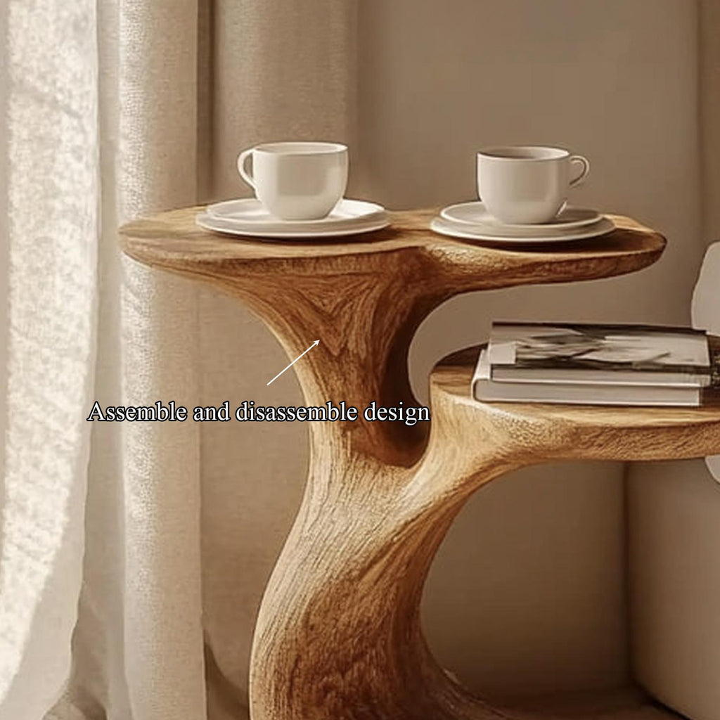 Handcrafted Rustic Wood End Table, Decorative Bedroom Accent Nightstand & Small Side Table for Cozy Living Room