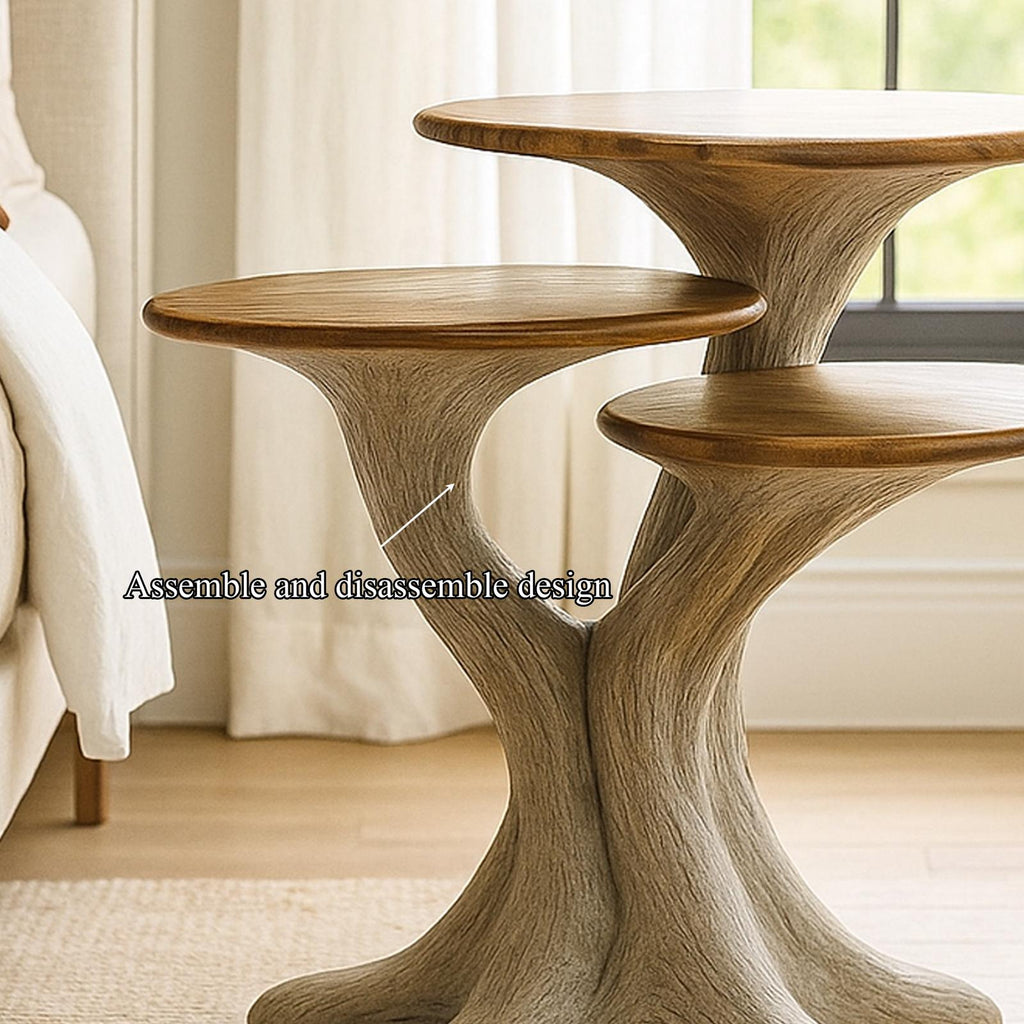 Rustic Tree Trunk End Table, Handcrafted Live Edge Wood Side Table & Accent Nightstand for Living Room, Bedroom