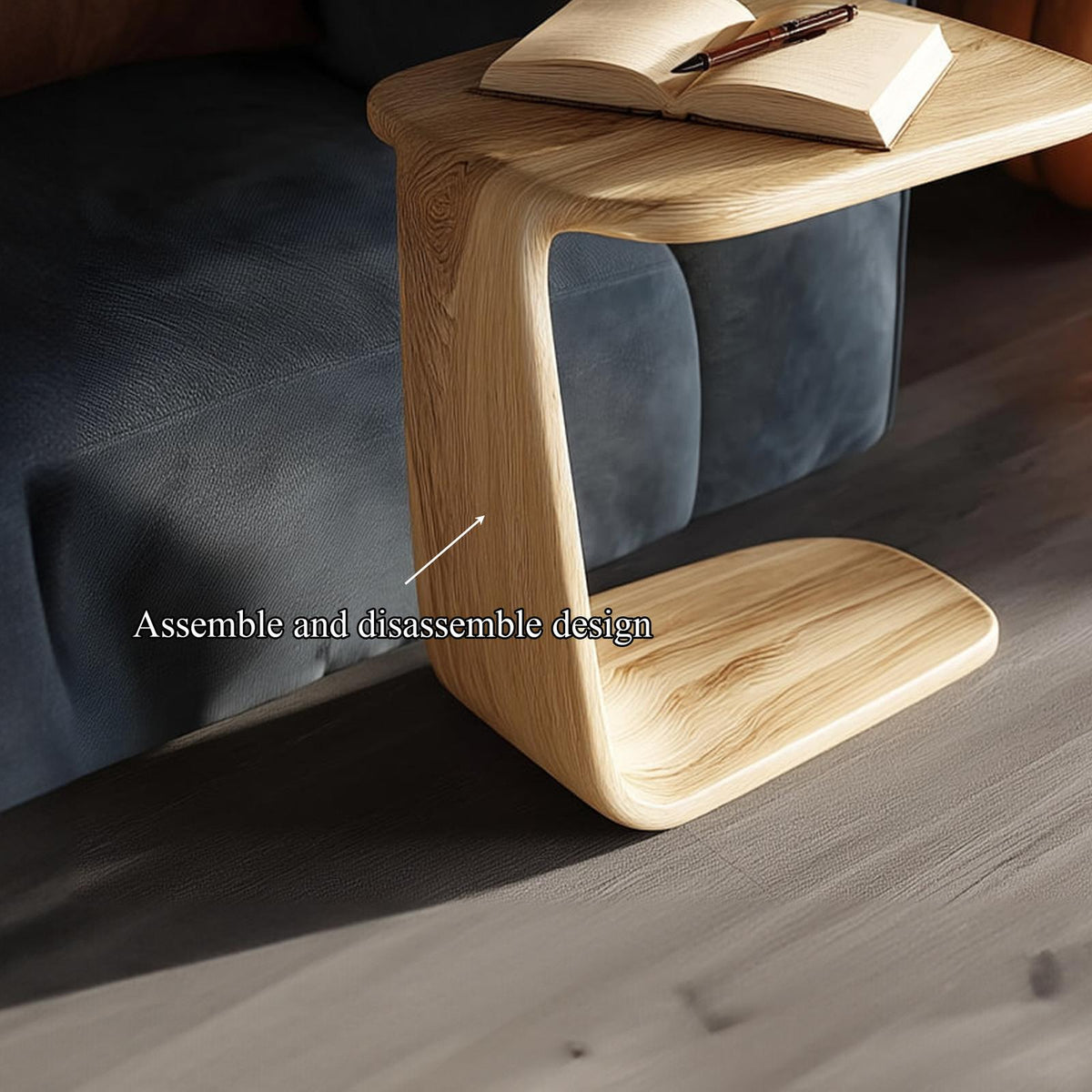 Organic Modern Side Table, Solid Natural Wood Sculptural Accent Table for Living Room, Bedside Nightstand End Table