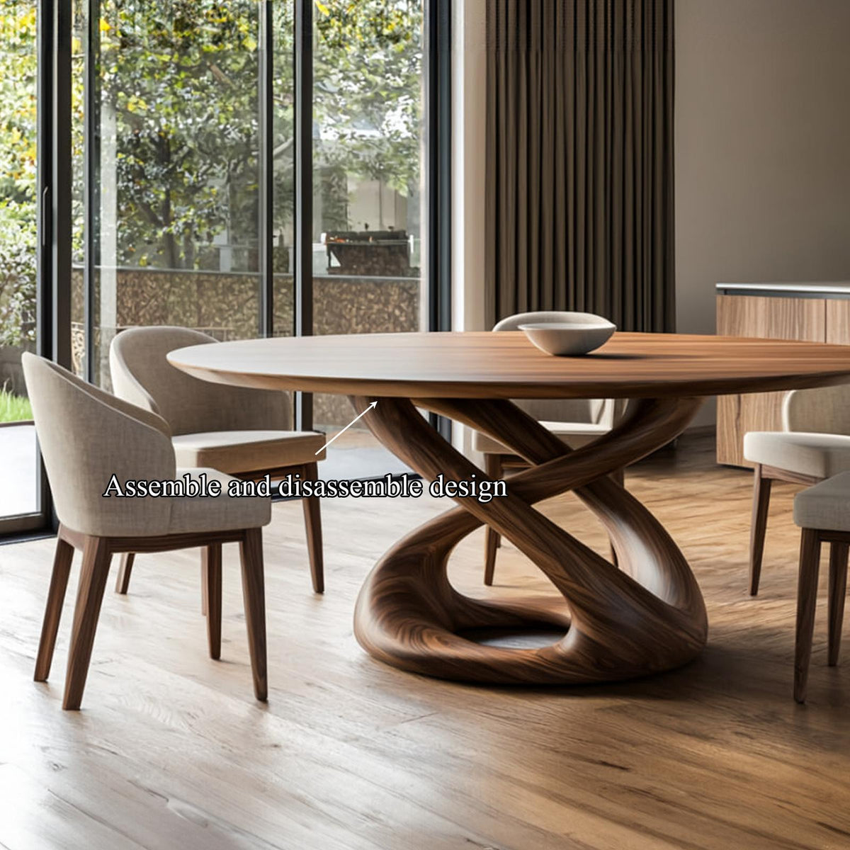 Rustic Round Dining Table Sculptural Kitchen