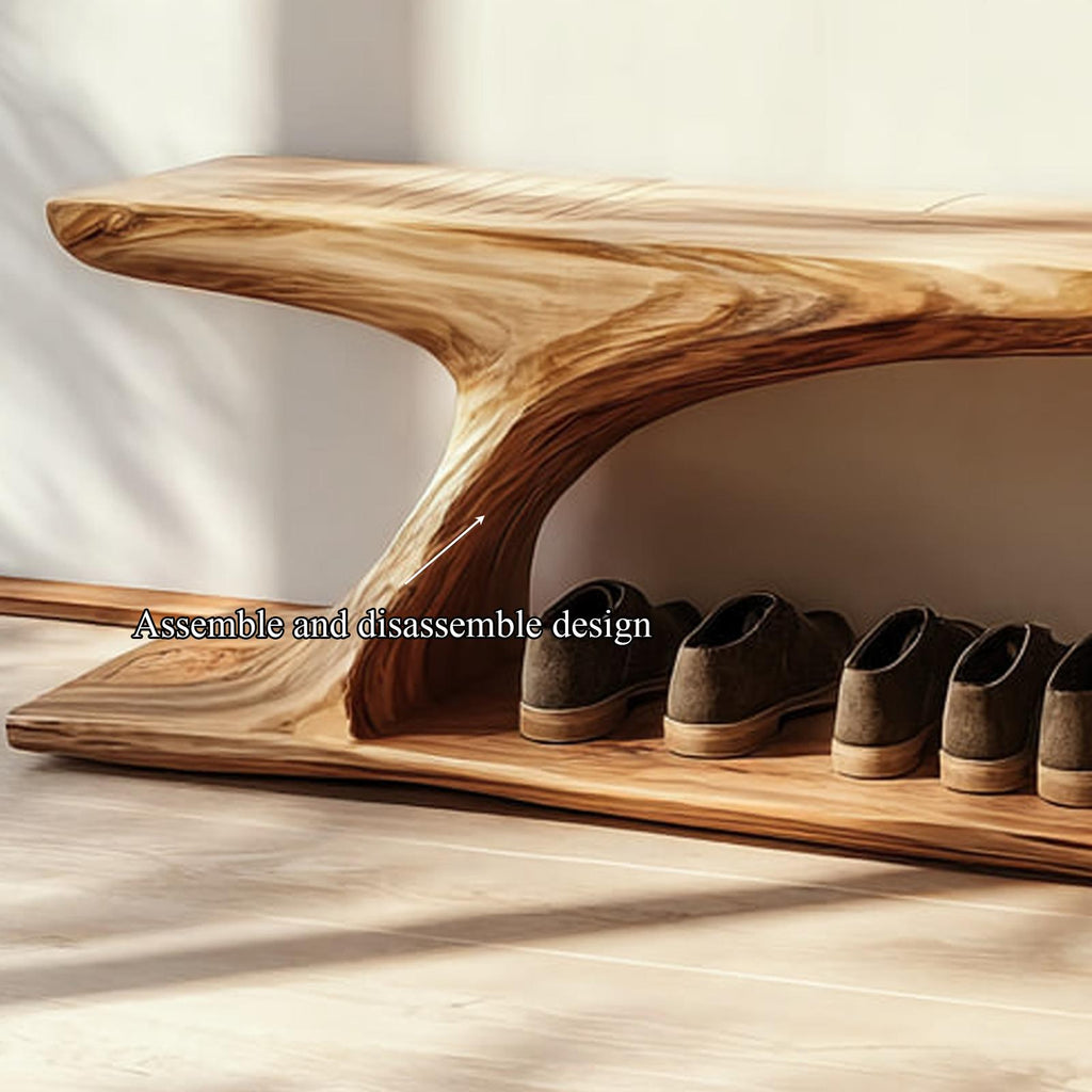 Rustic Handcrafted Wood Shoe Organizer Bench Entryway